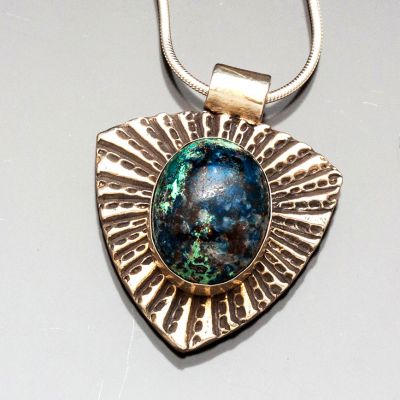Textured Silver and Chrysocolla Pendant 
