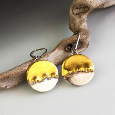 Sun Rise Earrings Silver and Gold